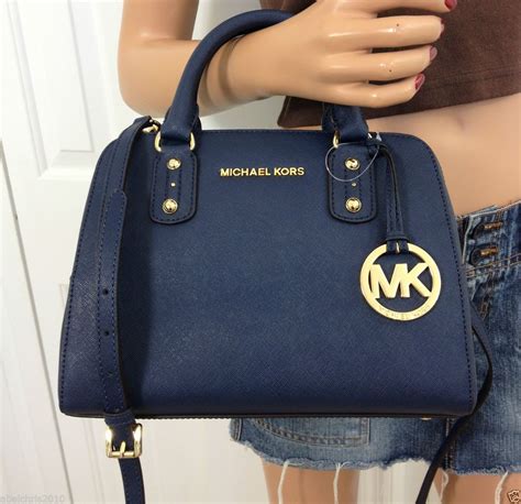 michael kors navy blue satchel|michael kors black shoulder handbags.